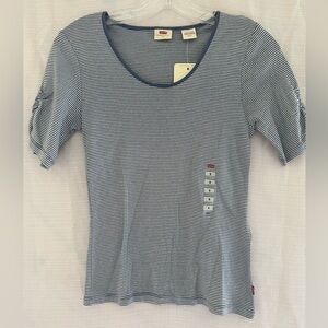 Levi's Blue and White Striped Short Sleeve Tee, size S